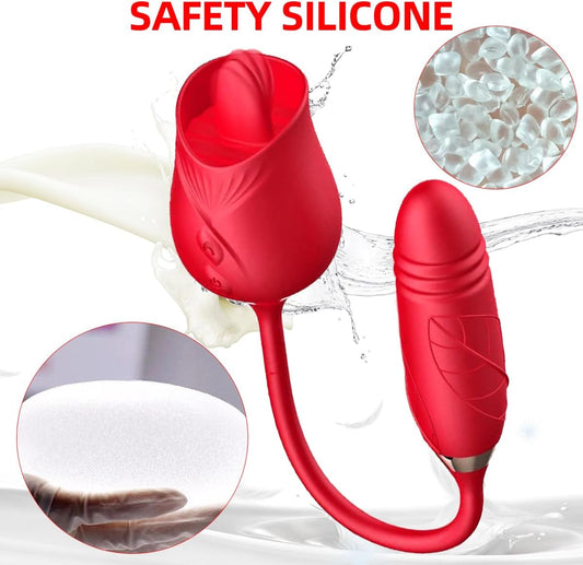 3 in 1 Rose Sex Toy Clitoral Stimulator Tongue Licking Thrusting💥Confidential shipment